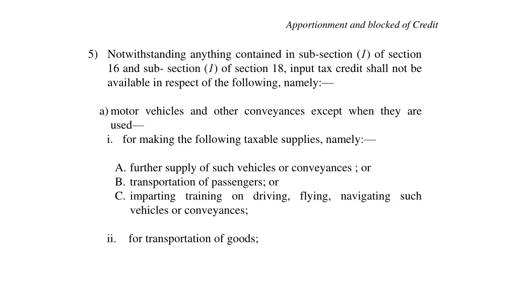 apportionment and blocked of credit 2