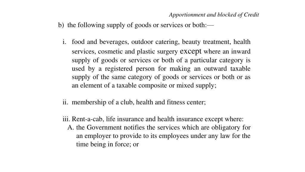 apportionment and blocked of credit 3