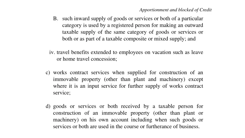 apportionment and blocked of credit 4