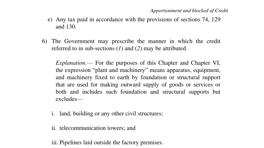 apportionment and blocked of credit 6