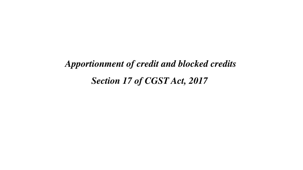 apportionment of credit and blocked credits