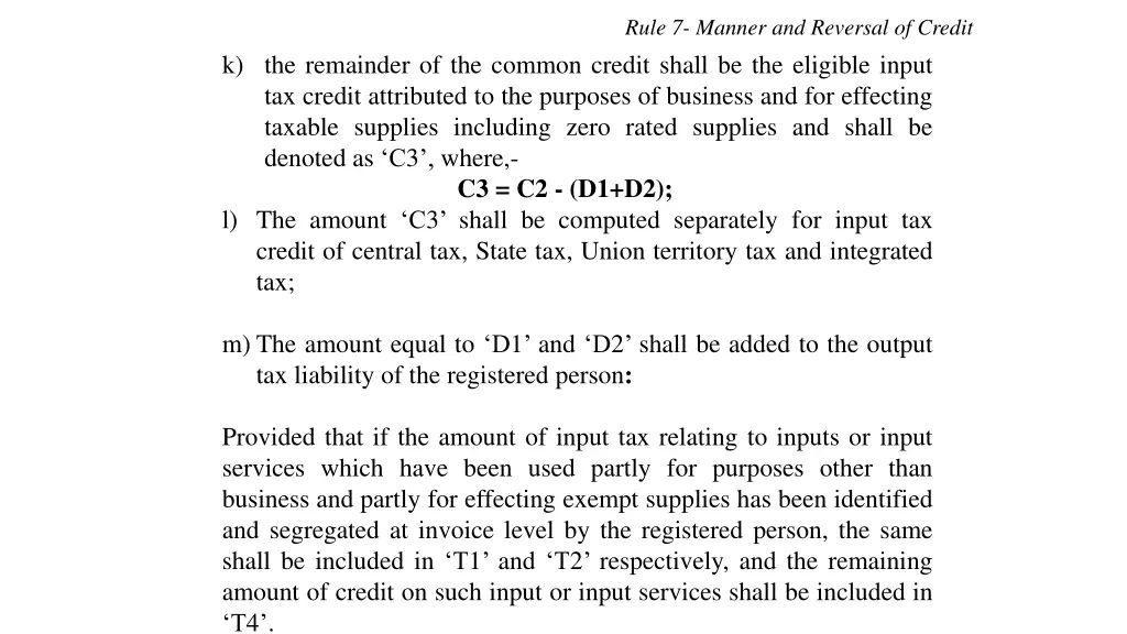 rule 7 manner and reversal of credit 1