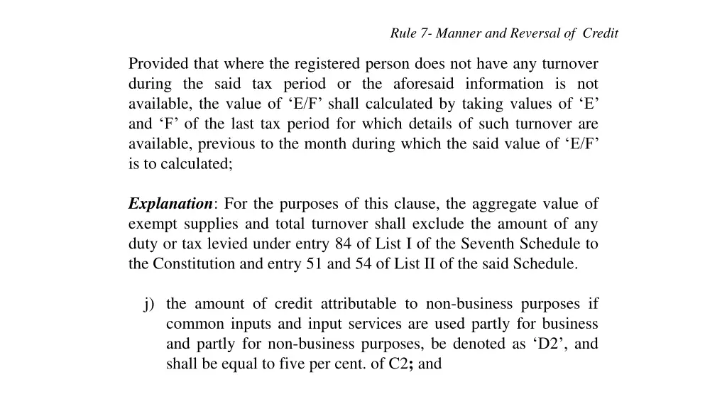 rule 7 manner and reversal of credit