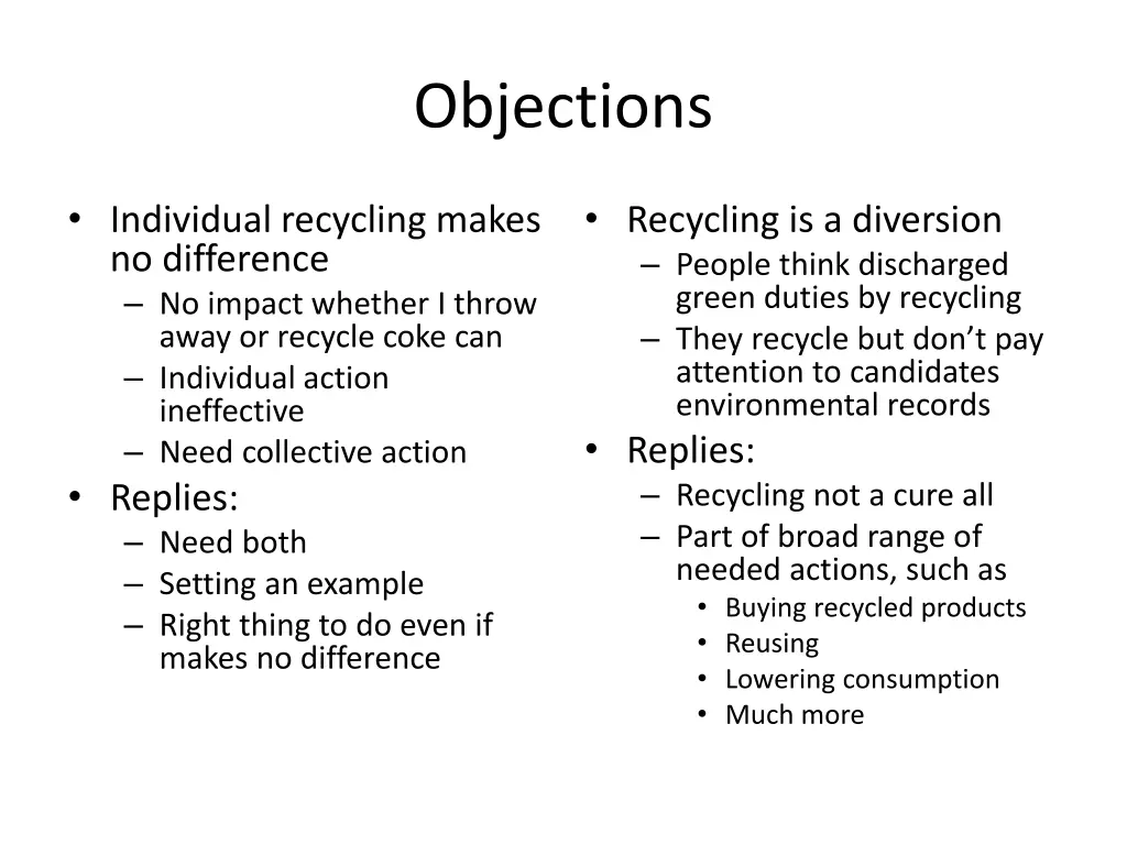 objections