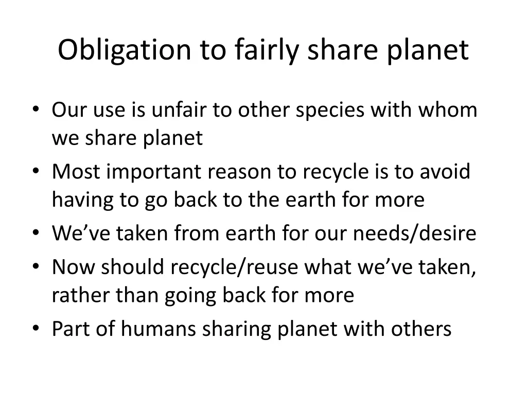 obligation to fairly share planet