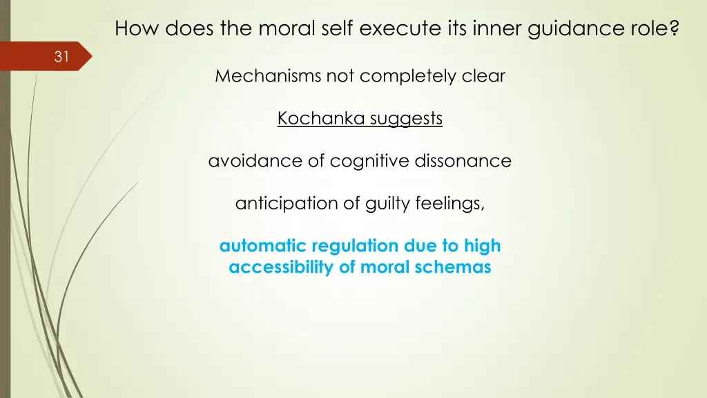 how does the moral self execute its inner