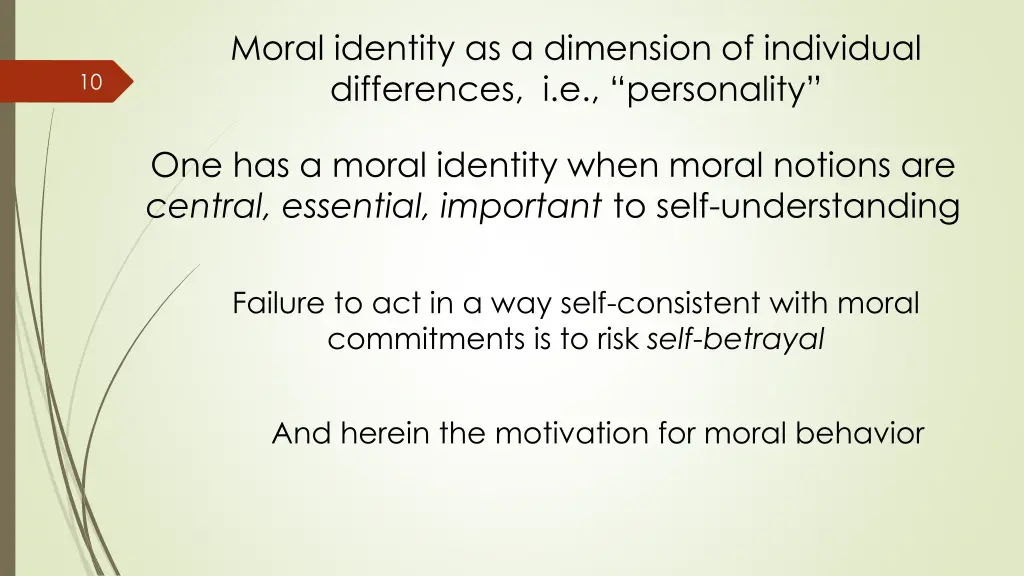 moral identity as a dimension of individual