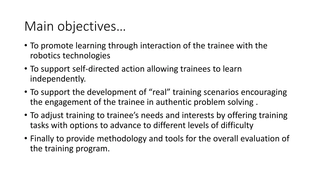 main objectives