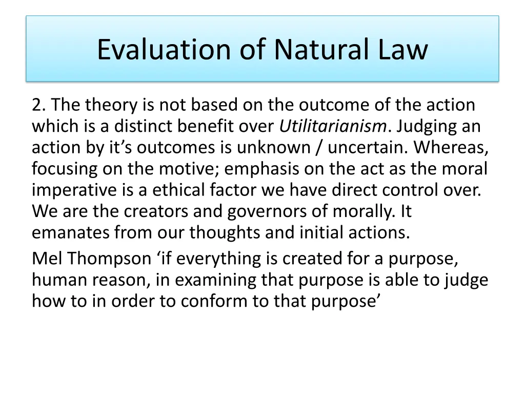 evaluation of natural law 1