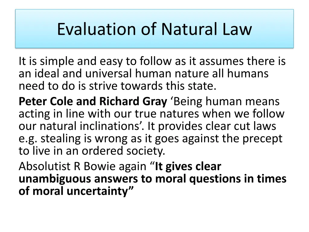 evaluation of natural law 11