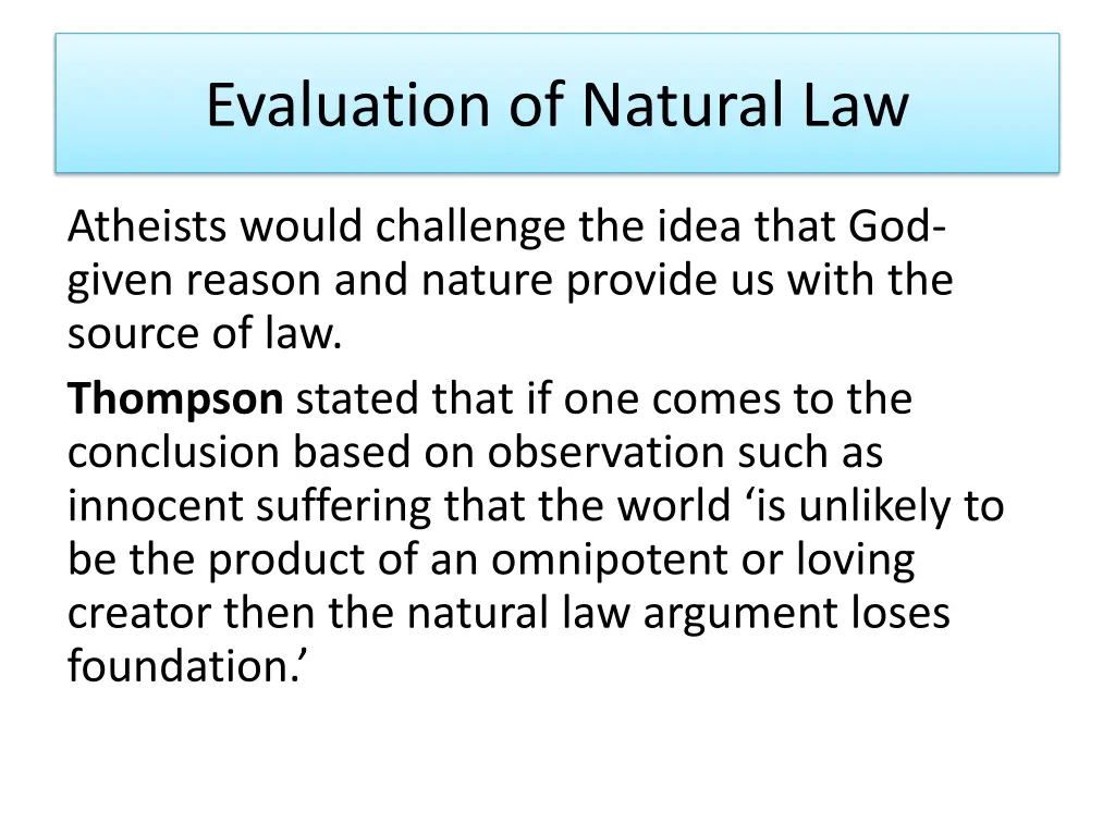 evaluation of natural law 12