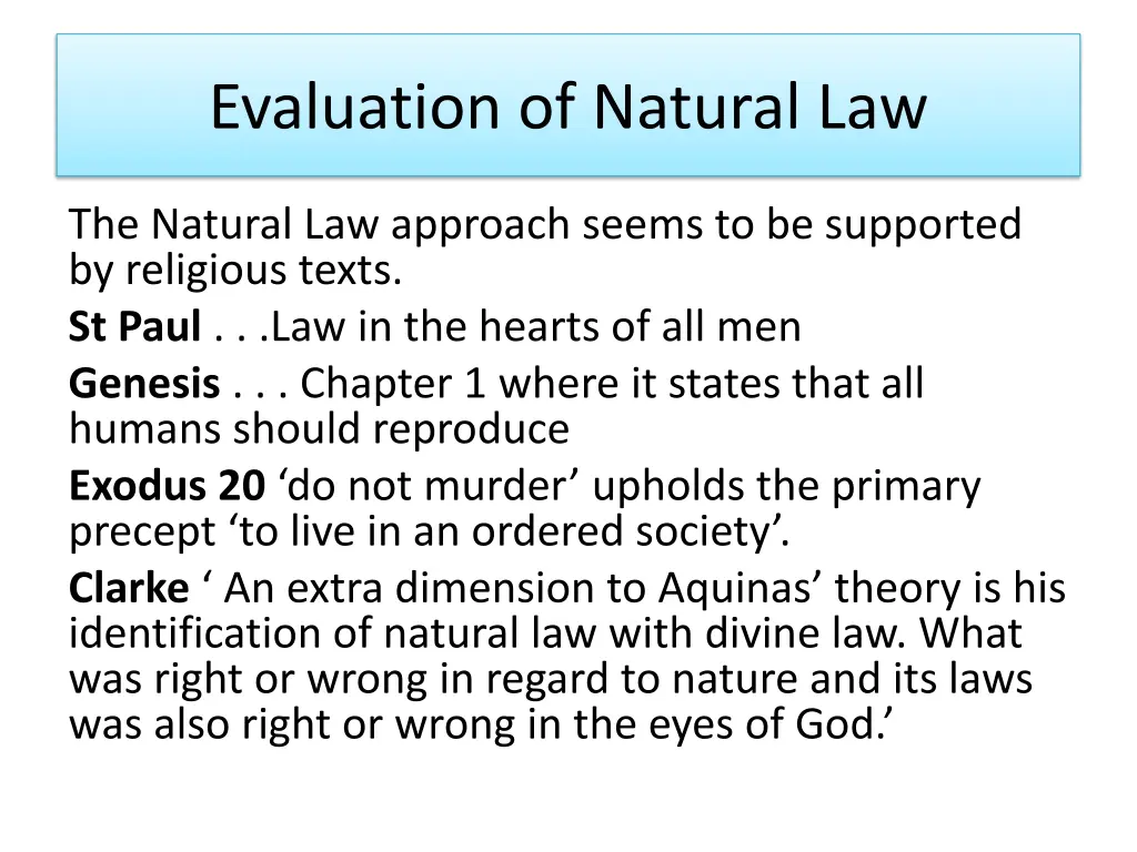 evaluation of natural law 16