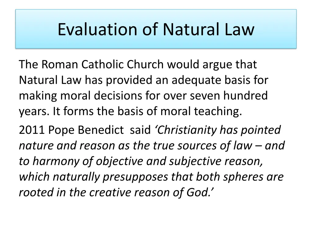 evaluation of natural law 17