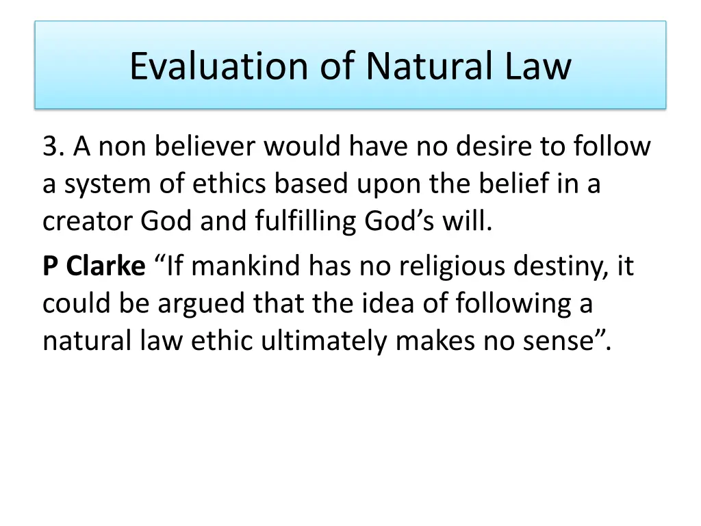 evaluation of natural law 2