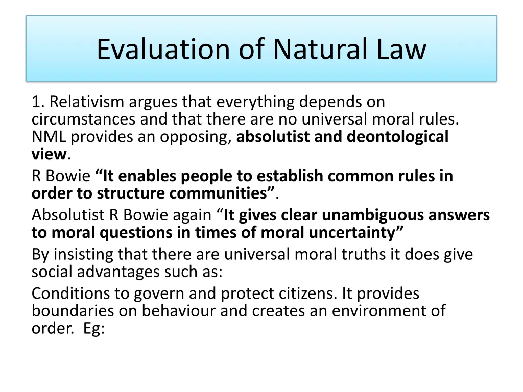 evaluation of natural law