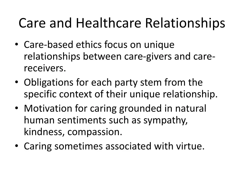 care and healthcare relationships