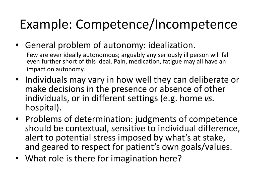 example competence incompetence