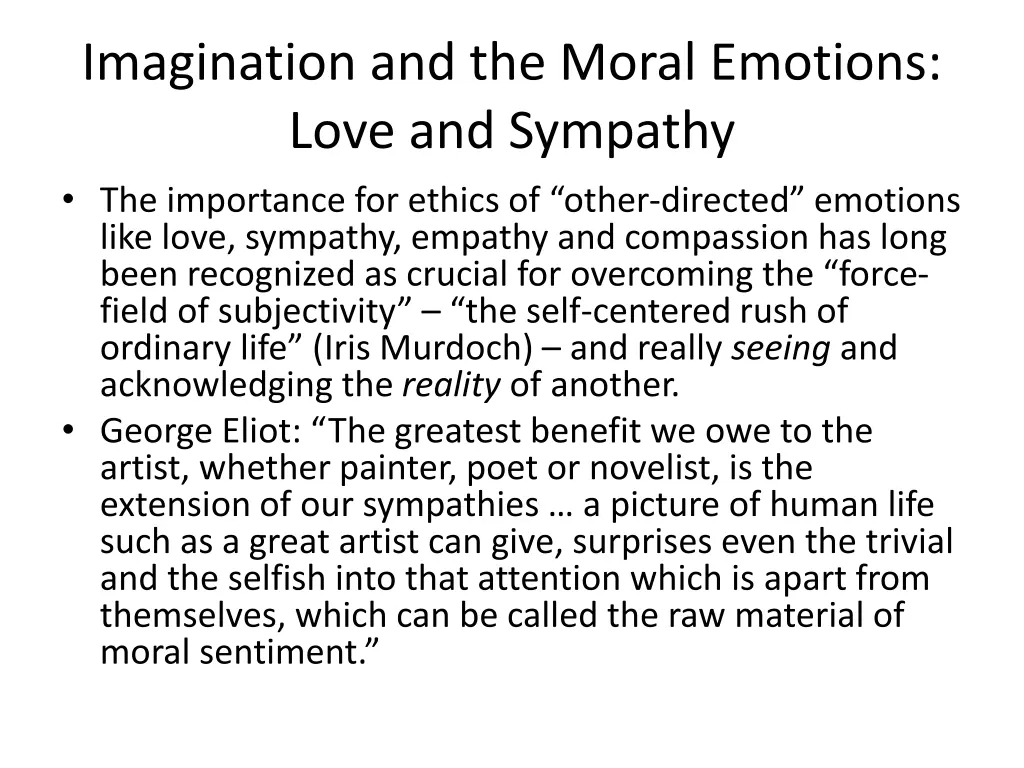 imagination and the moral emotions love