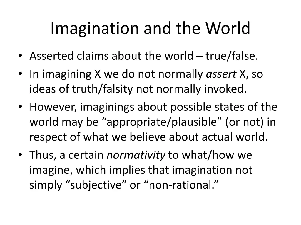 imagination and the world