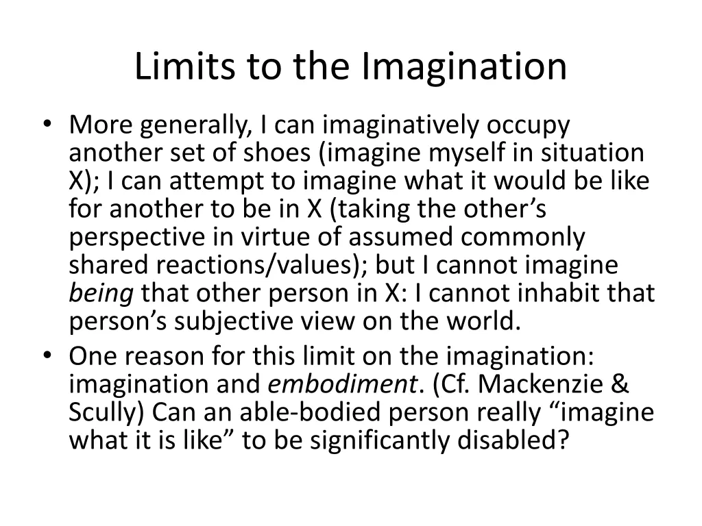 limits to the imagination 1