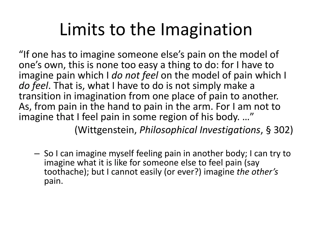 limits to the imagination