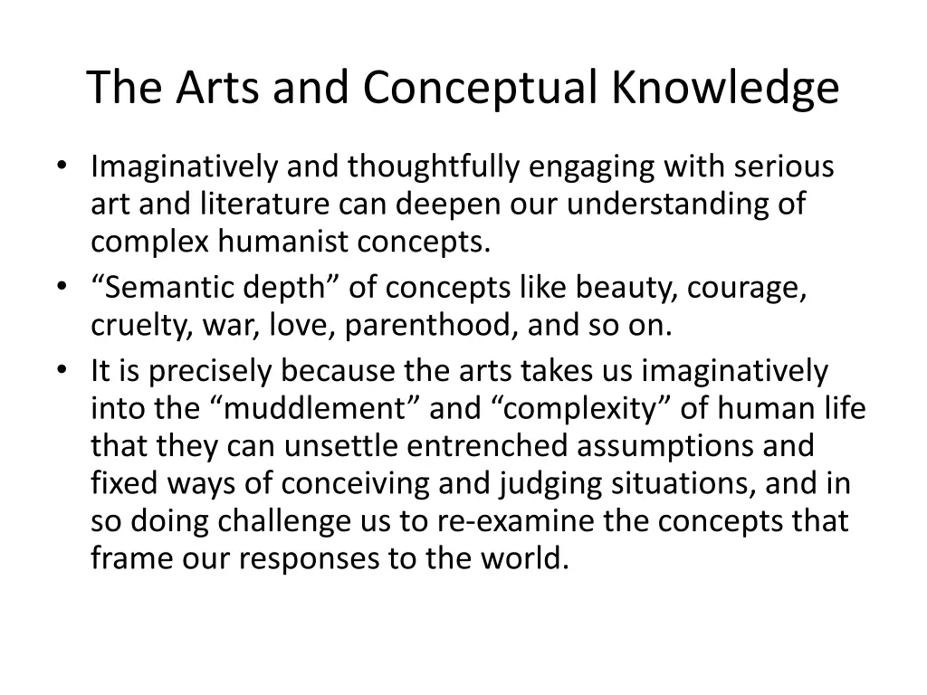 the arts and conceptual knowledge