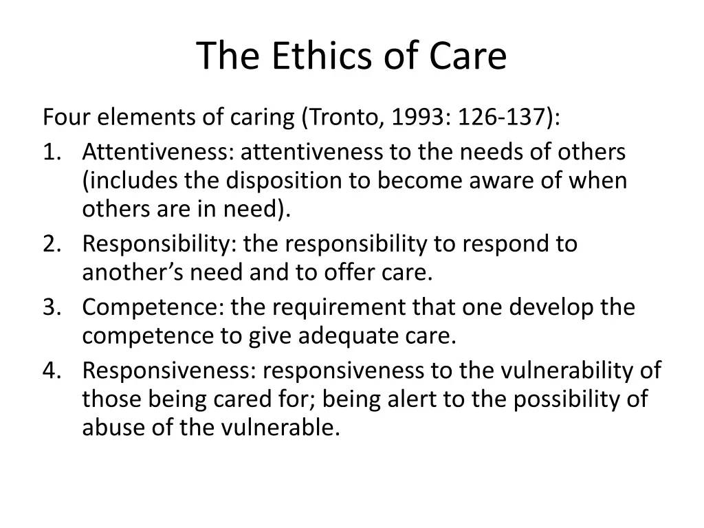 the ethics of care