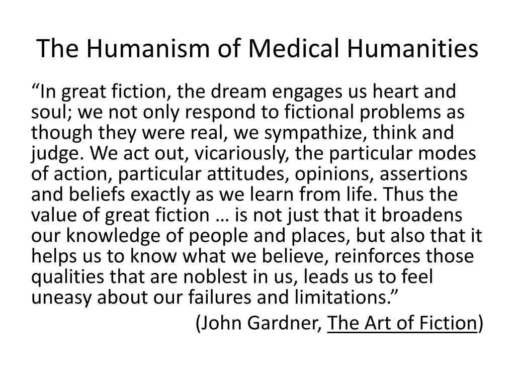 the humanism of medical humanities