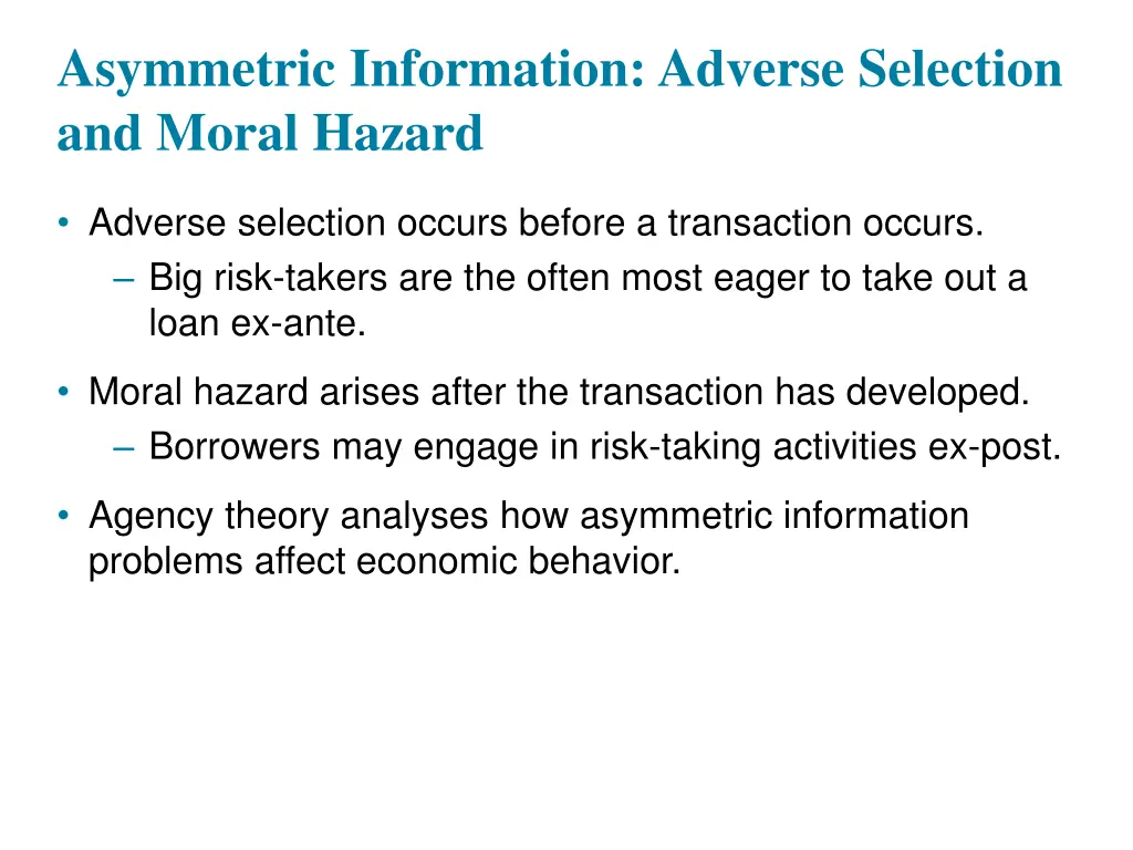 asymmetric information adverse selection