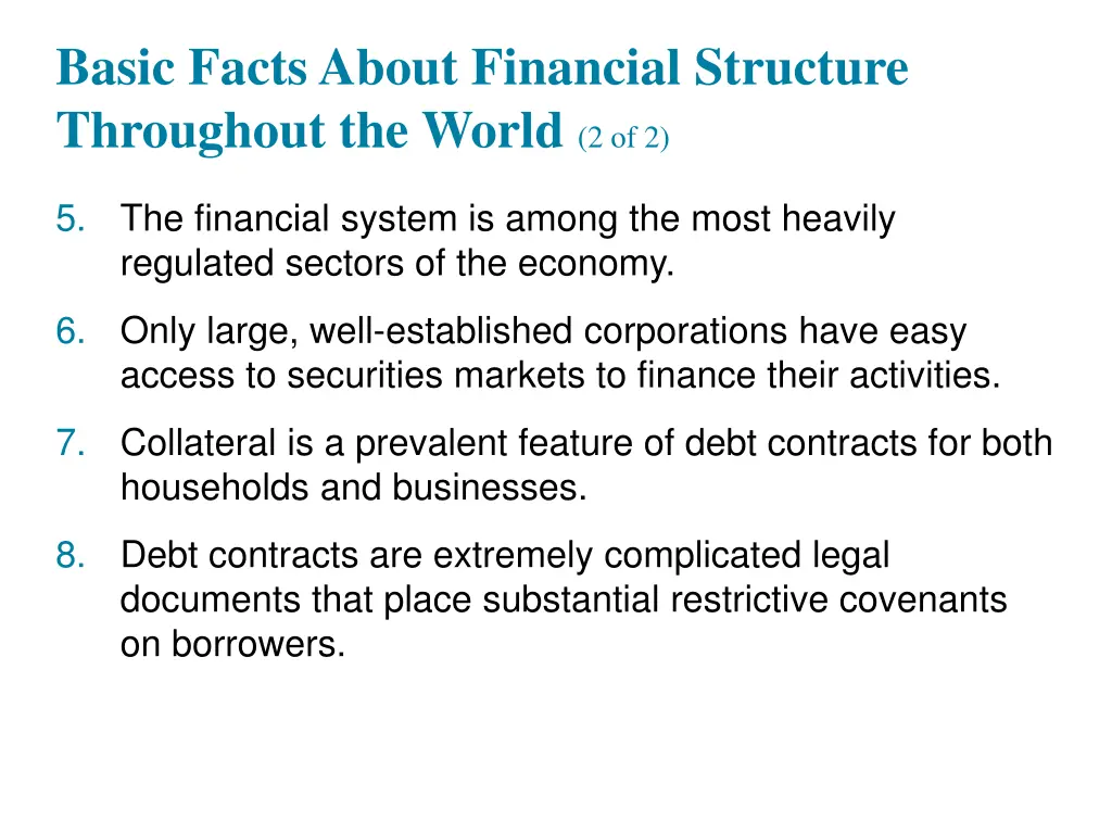 basic facts about financial structure throughout 1