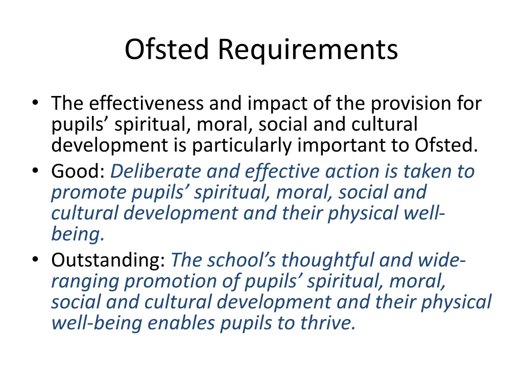 ofsted requirements