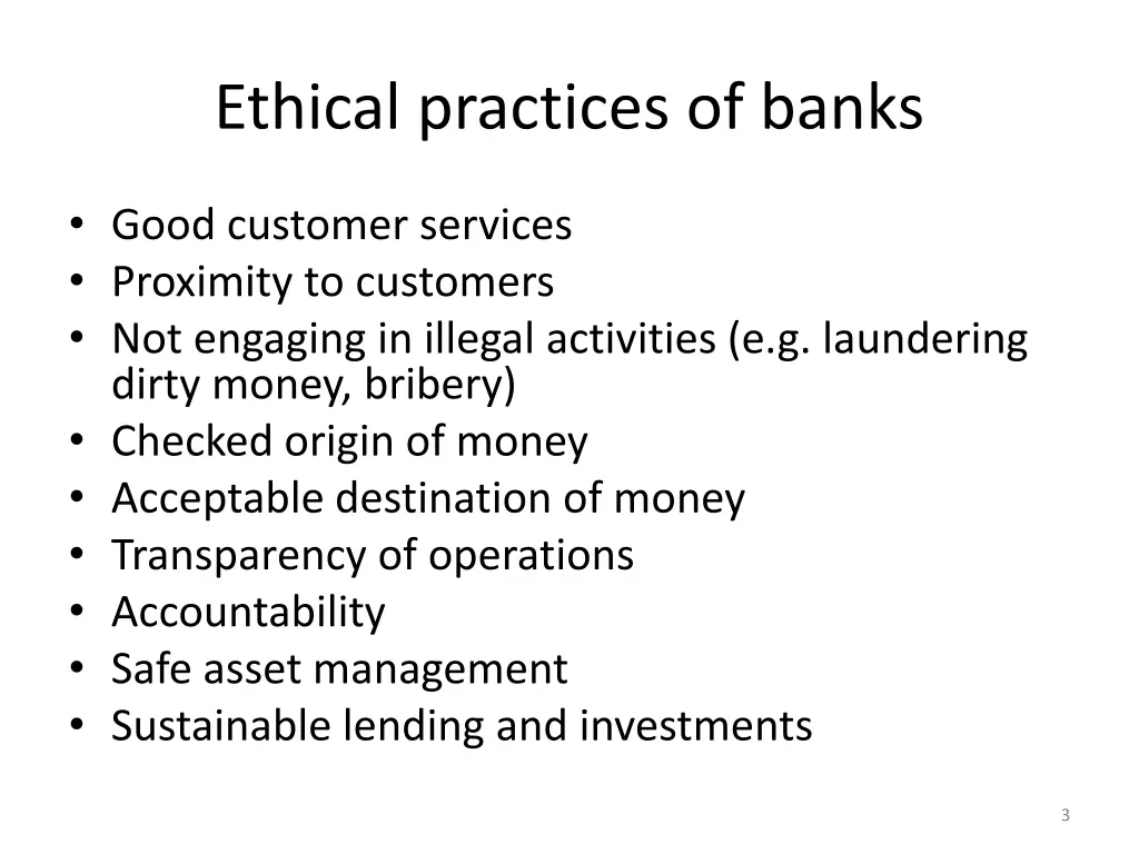 ethical practices of banks