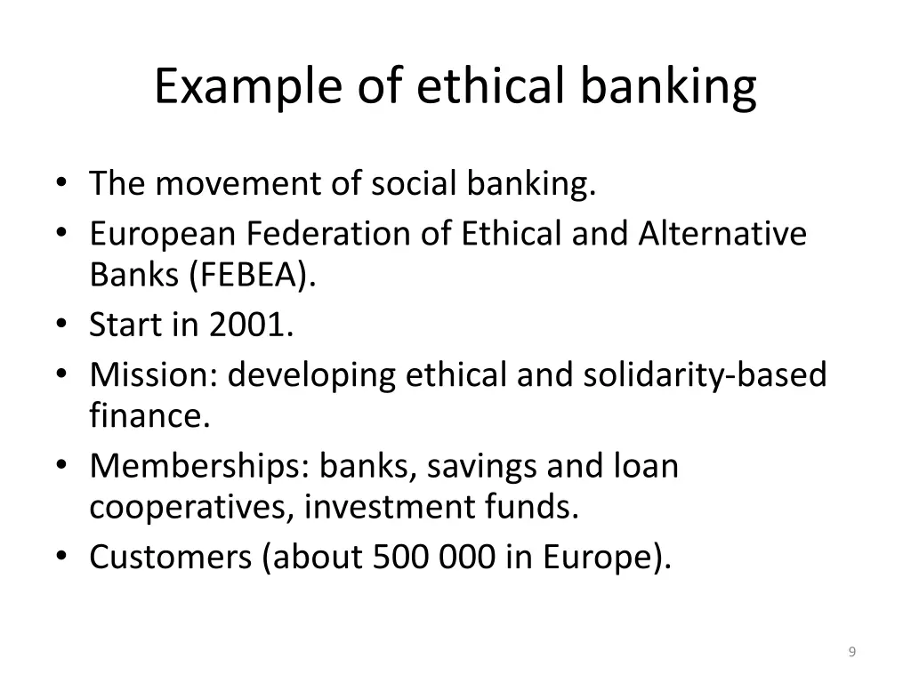 example of ethical banking