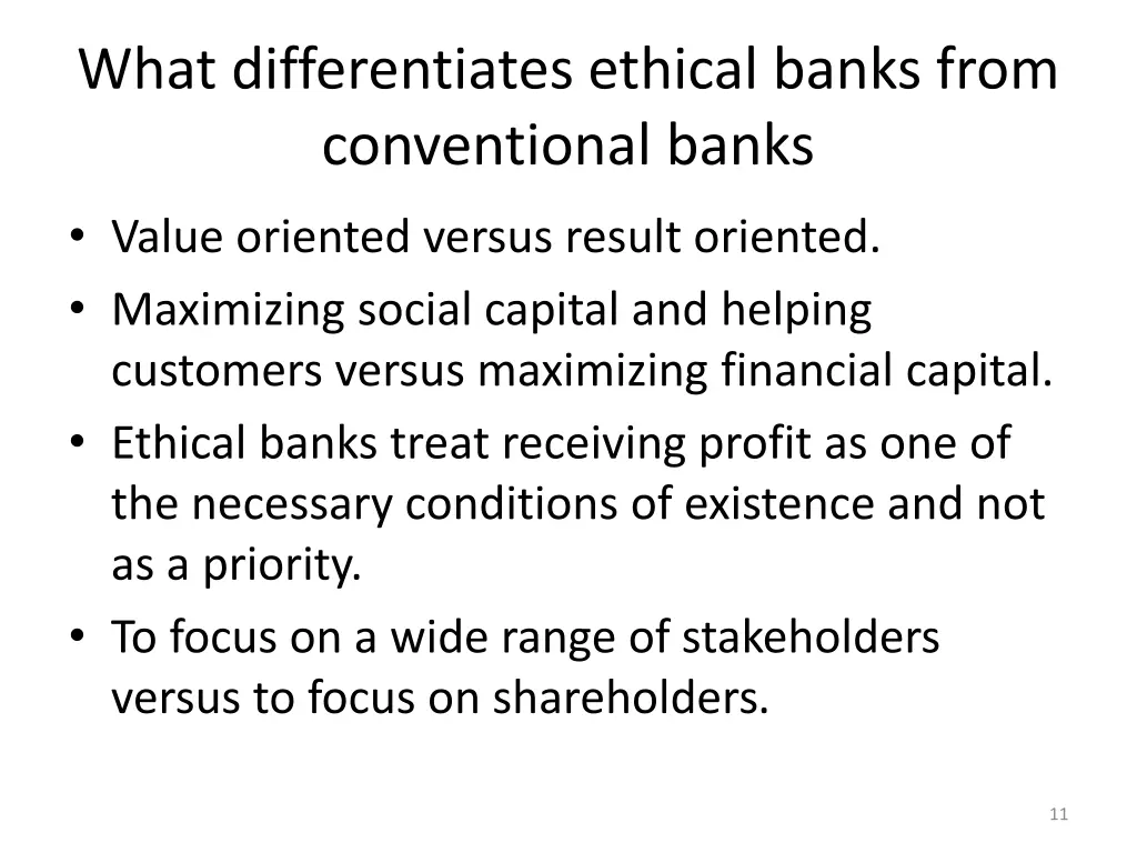 what differentiates ethical banks from