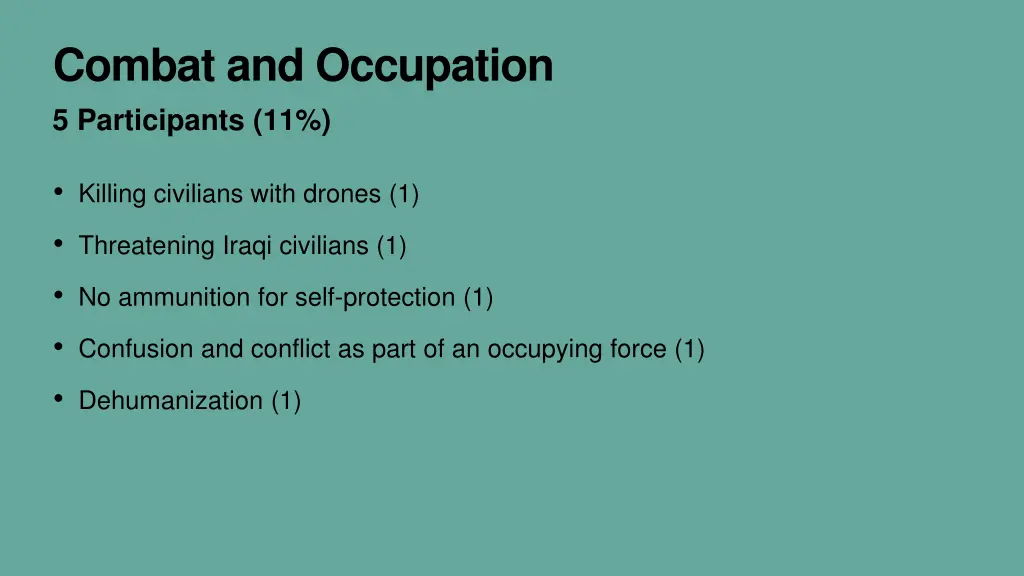 combat and occupation 5 participants 11