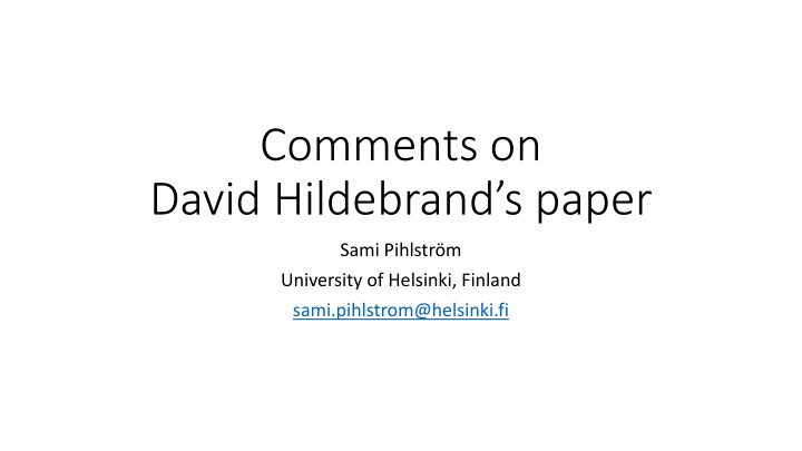 comments on david hildebrand s paper