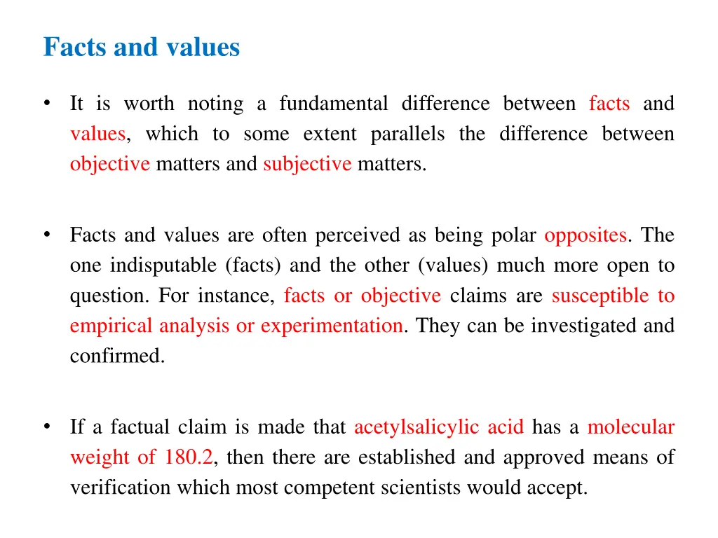 facts and values