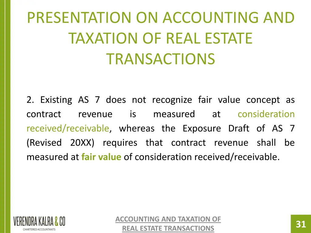 presentation on accounting and taxation of real 29