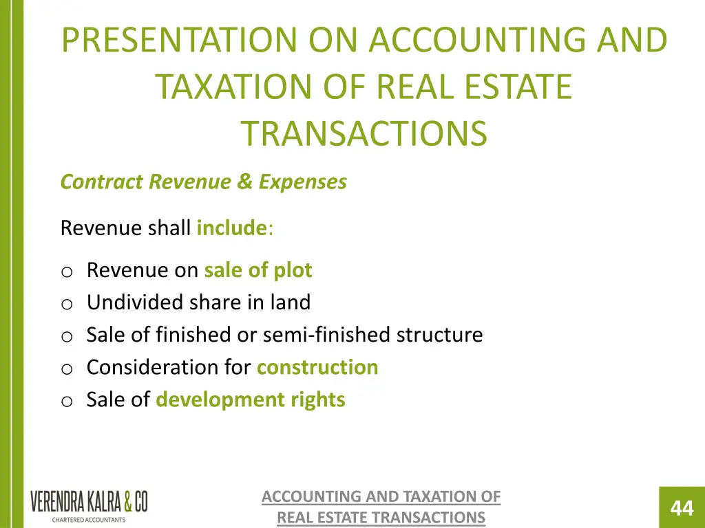 presentation on accounting and taxation of real 42