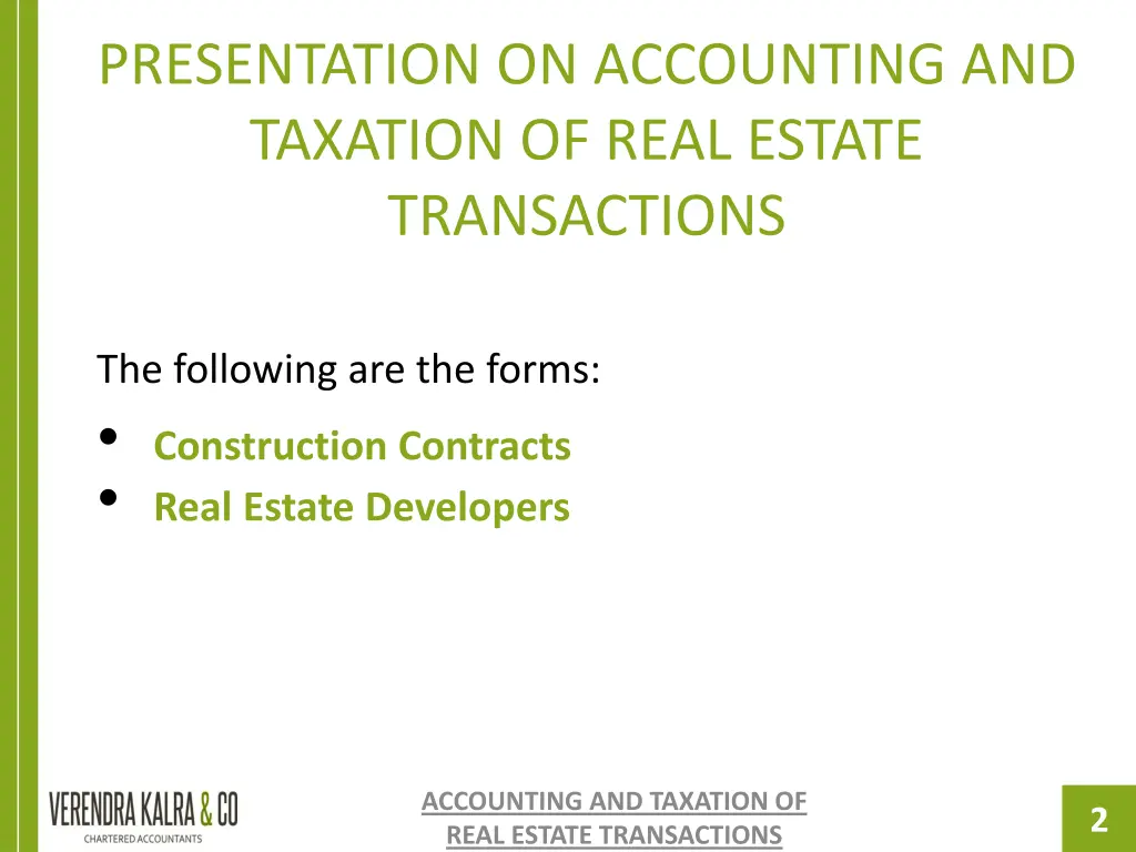 presentation on accounting and taxation of real