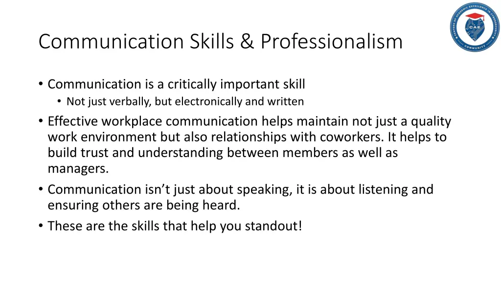 communication skills professionalism