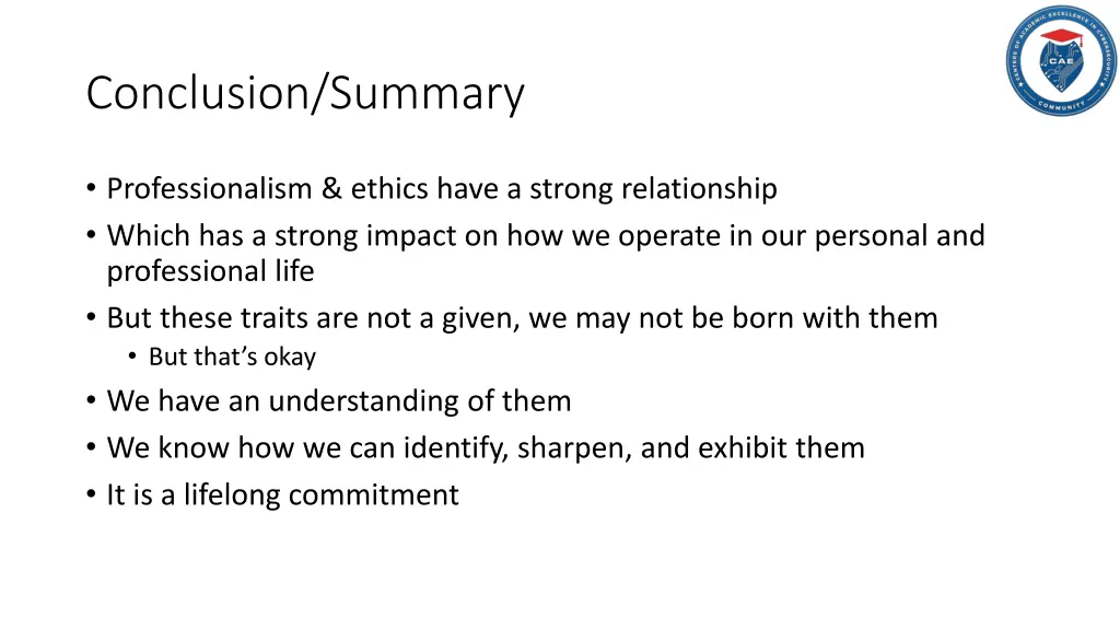 conclusion summary 1