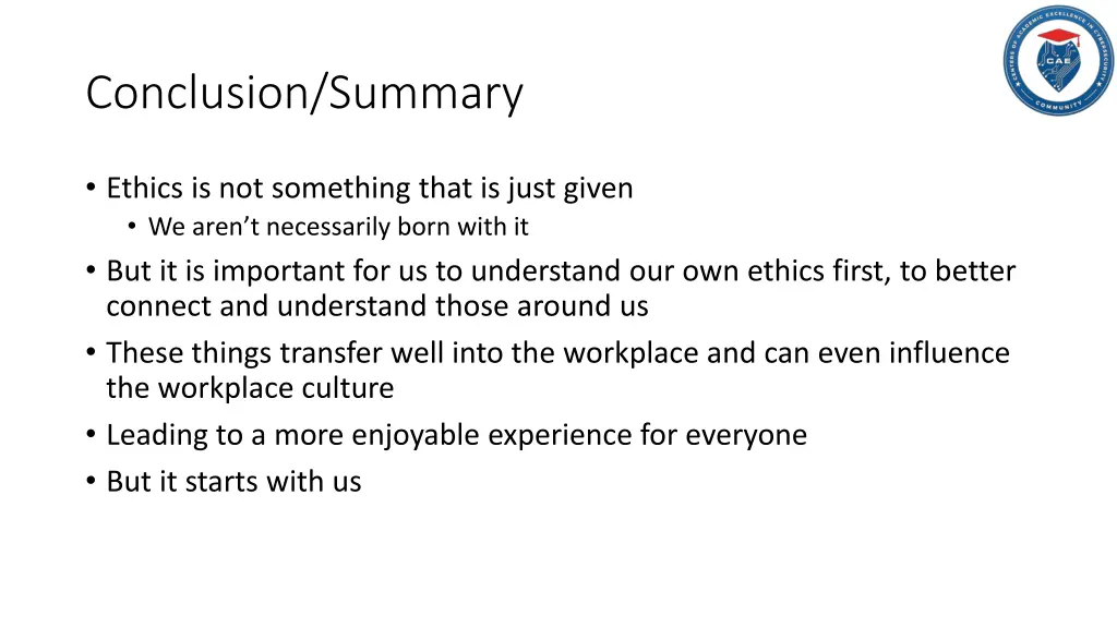 conclusion summary