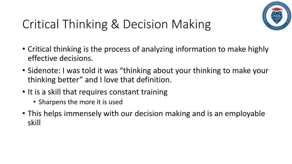 critical thinking decision making