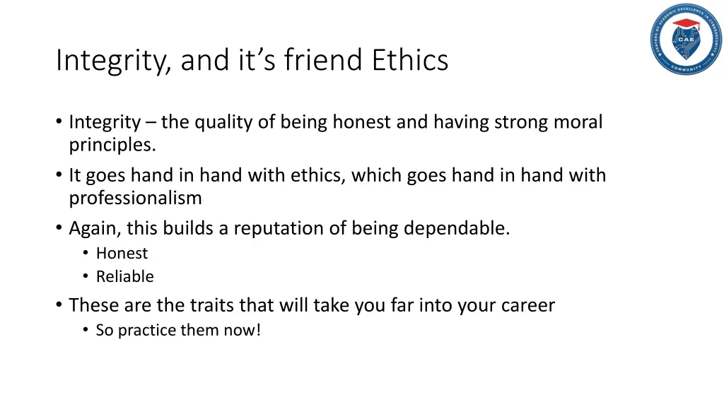 integrity and it s friend ethics