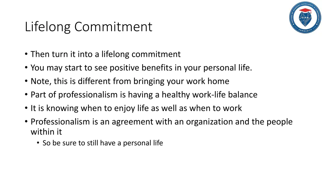 lifelong commitment