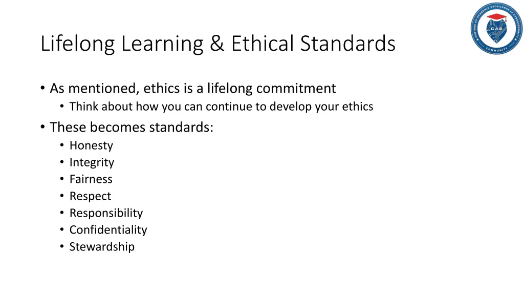 lifelong learning ethical standards