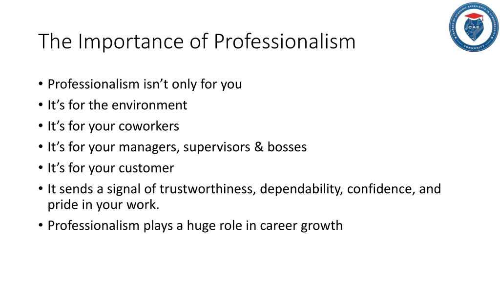 the importance of professionalism