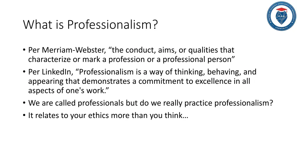 what is professionalism