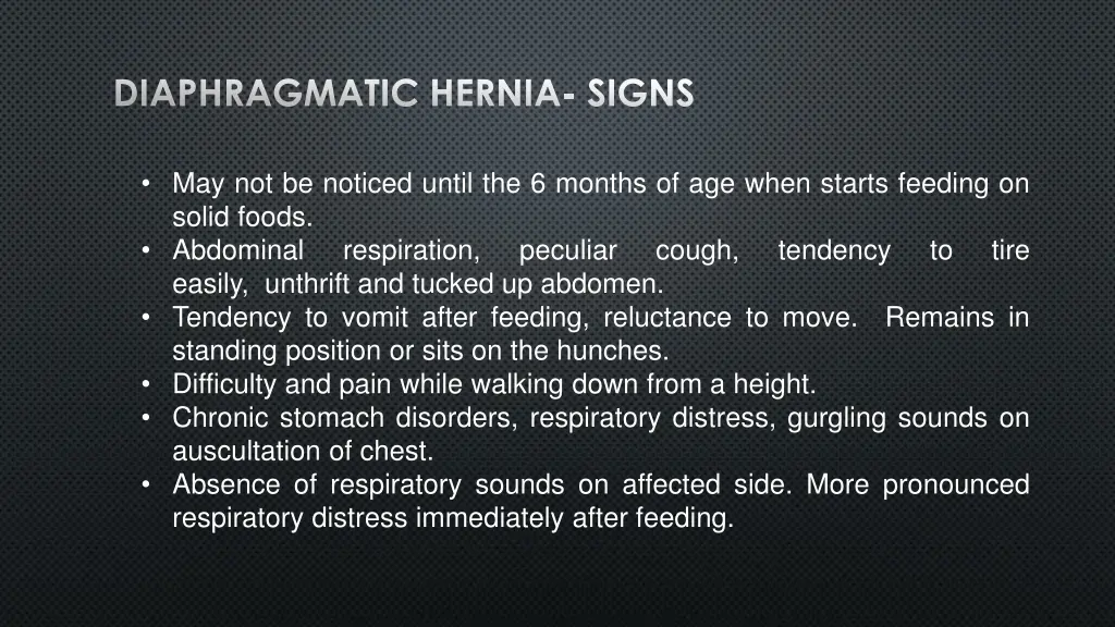 diaphragmatic hernia signs